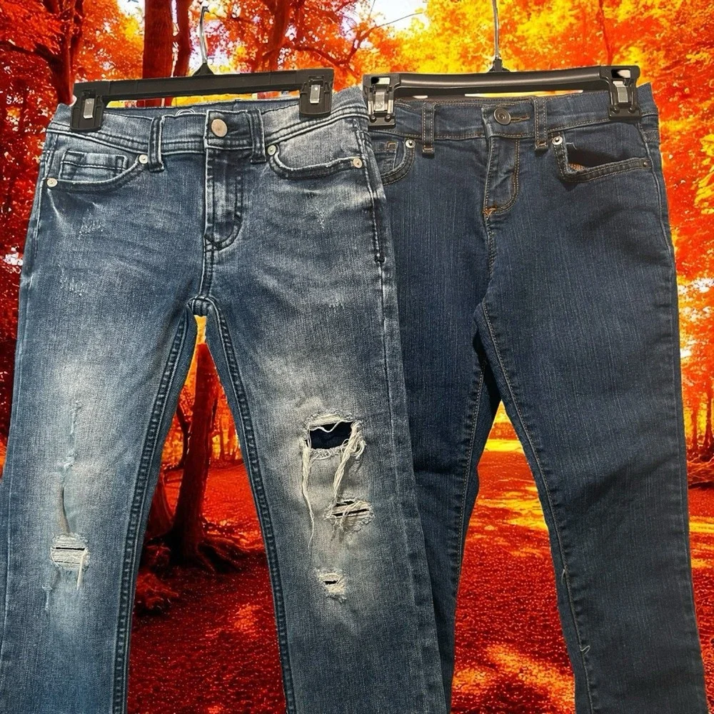 Lot Of Jeans Size 6 Children's Place And Wonder Nation‎ distressed Girls Denim